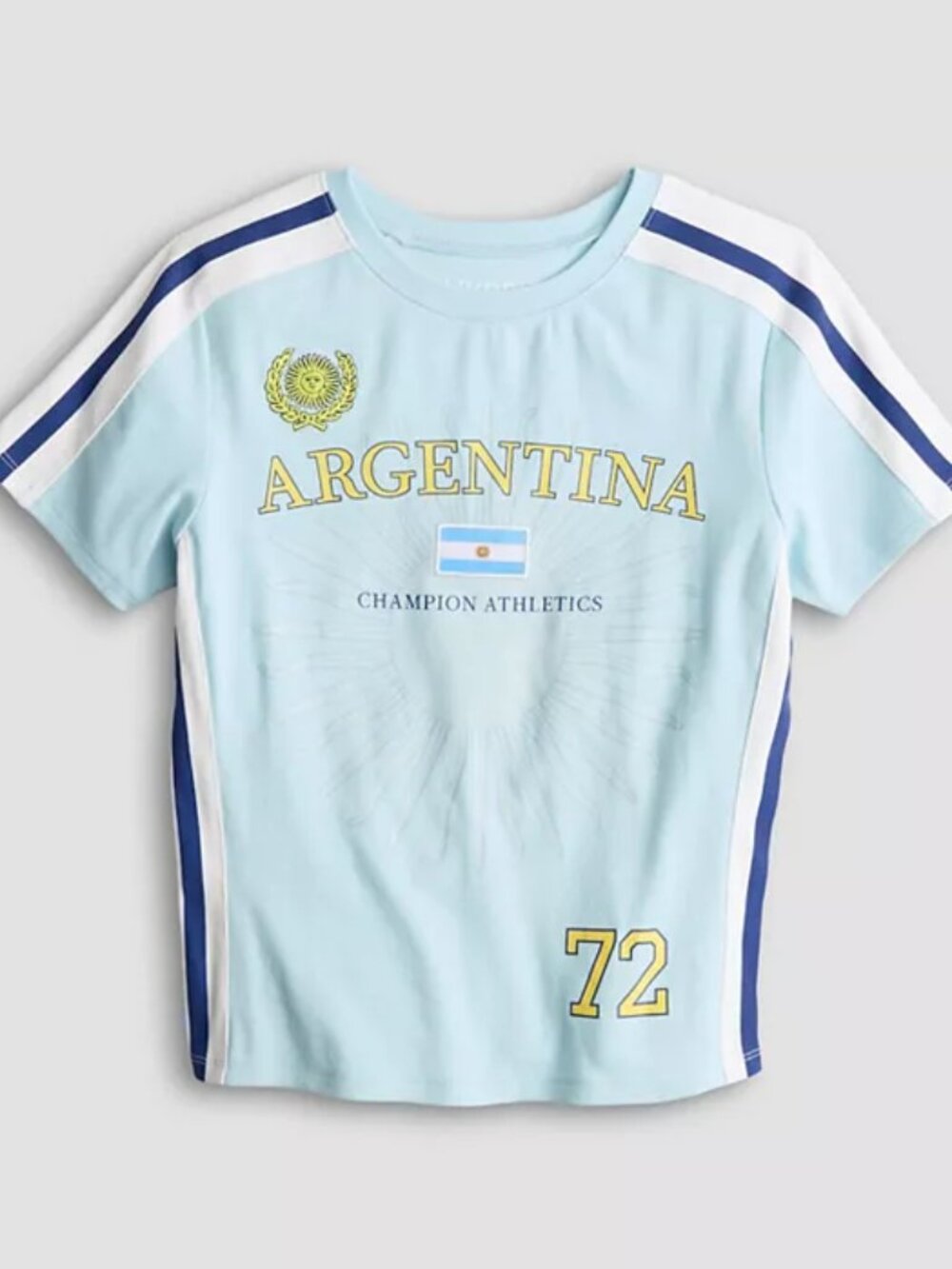 Juniors' Argentina Athletics Graphic Baby Tee, Girl's, Size: XS, Light Blue